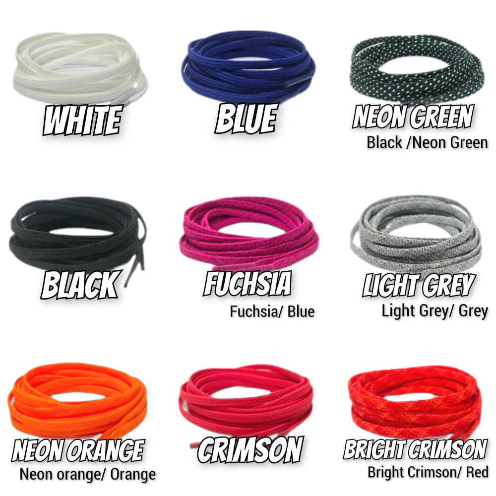 FootBall Boots Thin Flat Shoelaces - Width 4mm - 9 Colors - For soccer Football Boot -